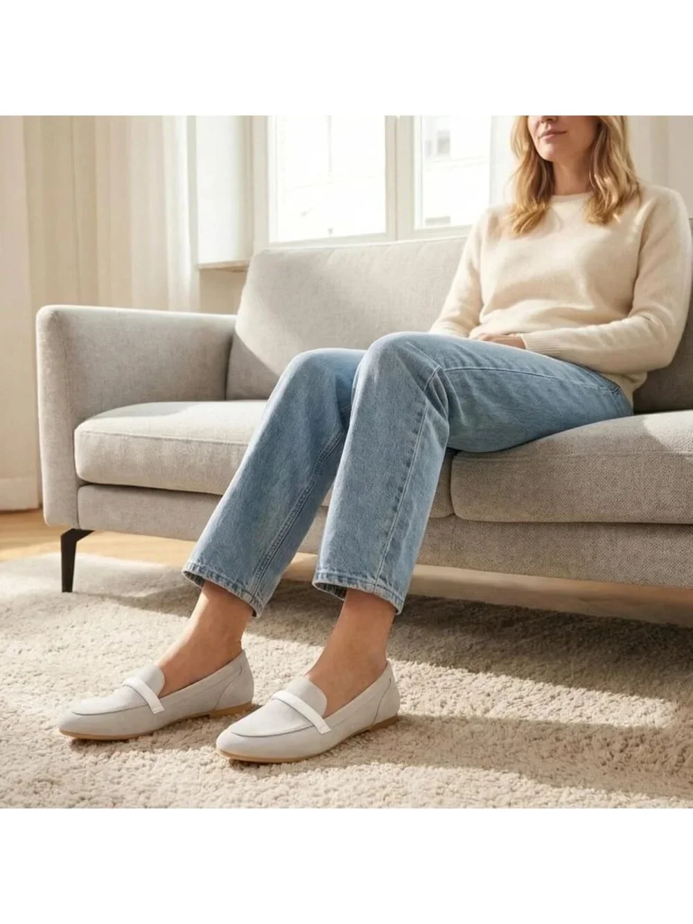 Women's White Faux Leather Slip on Shoes Runs Small Ballet Flats Comfortable